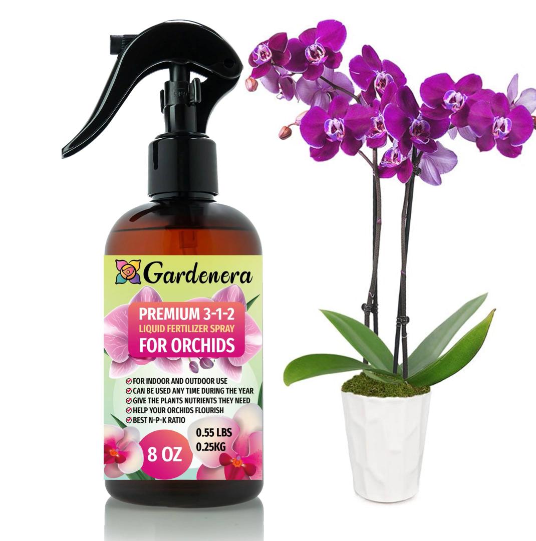 Gardenera Professional ORCHID Spray Fertilizer Mist for Home Gardening | 3-1-2 Gentle Blend Mist for Healthy Leaves & Growth | Essential Nutrients for ORCHIDS - 8oz - 8 oz