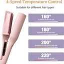 32mm (1.25") Wave Curling Iron, 2 Barrel Ionic Wavy Hair Curler with Anti-Scald Hair Crimper, Fast Heating, Dual Voltage, 4 Temp Ceramic Hair Waver for Wide Deep Waves (Pink)