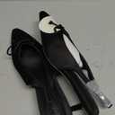 Coutgo Womens Slingback Kitten Low Heels Dress Shoes Closed Pointed Toe Bow Tie Slip on Office Work Pumps, 7, Black