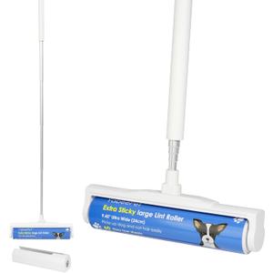 9.45'' Large Lint Rollers for Carpet and Floor, Extra Sticky Giant Rollers with 40.4'' Telescopic Long Handle for Carpets, Couch, Floor, Clothing, and Pet Hair Cleaning(1 Pack Floor Roller) 9.45'' Large Lint Rollers for Carpet and Floor, Extra Sticky Giant Rollers with 40.4'' Telescopic Long Handle for Carpets, Couch, Floor, Clothing, and Pet Hair Cleaning(1 Pack Floor Roller)