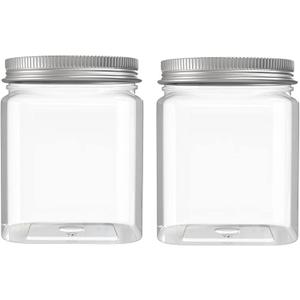 MANSHU 6 Pack 24 Oz Clear plastic jar, Refillable Kitchen Storage Containers, For Kitchen & Household, Aluminum cap.