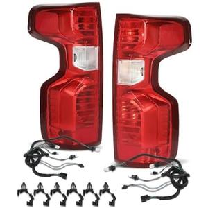 G-PLUS Tail Lights Assembly Rear Break Lamps Fit Chevy Silverado 1500 2019-2023/Fit Silverado 2500HD 3500HD 2020-2023,Fit Halogen Type Only, Not Fit w/Factory LED Tail Light, Left + Right Luces Traseras