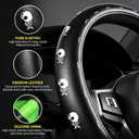 Octomo Steering Wheel Cover, Skull Pattern PU Leather Fit 14.5-15 Inch | Non-Slip Neoprene Lining, for Car, Truck, SUV