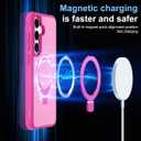 Magnetic Compatible with Samsung Galaxy S25 & S24 Case with Stand [Military Grade Drop][Compatible with Magnet] Ring Holder Translucent Slim Hard Back Soft Edge, Rose Red