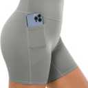 BRXL No Front Seam High Waist Women Biker Shorts 3.6"/5"/8" Buttery Soft with Pocket Spandex Workout Volleyball Yoga Pilates (Grey) XL