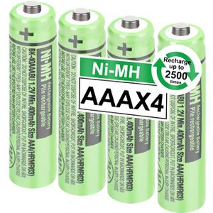 4Pack BK-40AAABU Ni-MH AAA Rechargeable Batteries 400mah AAA Ni-MH Rechargeable Batteries 1.2V for Panasonic Cordless Phones, Remote Controls, Electronics