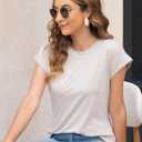 Womens Summer Tops Spring Outfits 2026 Fashion Casual Dressy T Shirts Cap Sleeve Workout Clothes Going Out Trendy Vacation (M)