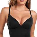 Lemorosy Women's Deep Plunge V Neck Pullover Lightly Padded Bra Wireless Everyday Crop Top (36D, Black)