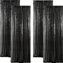 4 black sequence curtains 92" x 2 ft ( Black )