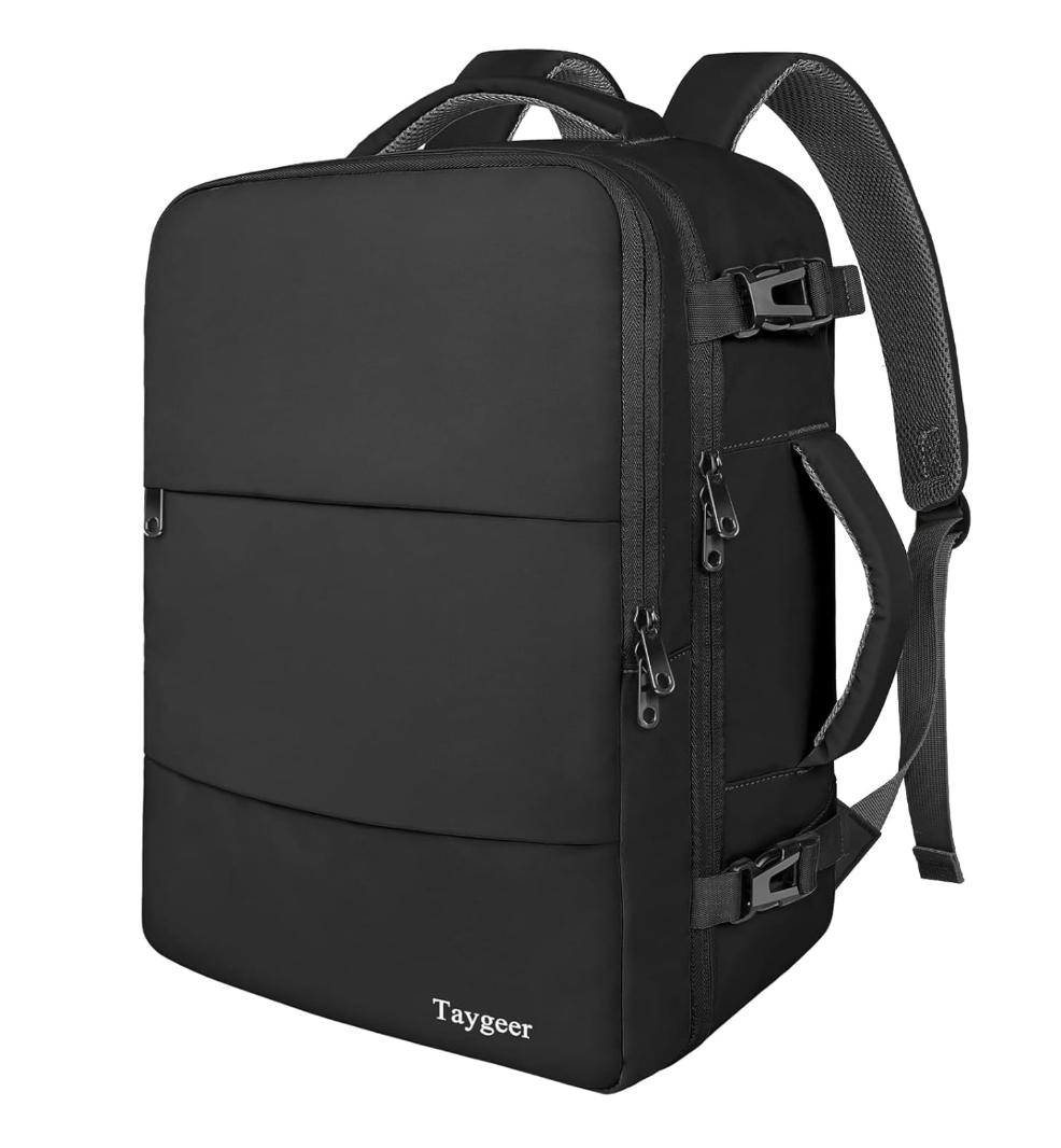 Taygeer Travel Backpack for Men Women, Carry On Backpack with Shoe Pouch, TSA 17.3inch Laptop Mochila Flight Approved, Nurse Bag Casual Daypack for Weekender Business Hiking,Black