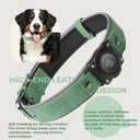Premium Leather AirTag Dog Collar, 100% Waterproof & Reflective Dog Collar with AirTag Holder – Compatible with Apple Air Tag | Durable, Comfortable Padded GPS Dog Collars（Green-XL）