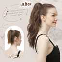 FESHFEN Ponytail Extensions, Long Claw Clip in Ponytail Hairpiece Synthetic Pony Tails Hair Piece Natural Wavy Hairpieces for Women, 20 inch Chocolate Brown