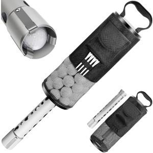 Golf Ball Retriever, Shag Bag with Detachable Aluminum Alloy/Plastic Tube, Pocket & Tee Holder, Holds up to 80 Balls