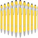Tenare 12 Pieces 2 in 1 Stylus Metal Ballpoint Pen with Stylus Tip, 1.0 mm Black Ink Ballpoint Pen for Touch Screens(Yellow and Silver)