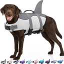 Bess Bridal Dog Life Jacket - Shark Life Vest for Swimming Boating - Reflective Lifejacket Swimsuit for Small Medium Large Dogs - High Buoyancy Lifesaver Preserver with Rescue Handle, Grey Shark XL