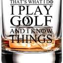RZHV Thats What I Do I Play Golf And I Know Things Old Fashioned Whiskey Glass, Funny Father's Day Anniversary Birthday Gift for Men Husband Dad Uncle Grandpa Friends Coworkers Golf Lover (Black)