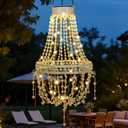 Hanging Solar Lantern Outdoor Chandelier, Waterproof Modern Crystal Acrylic Pendant Light with Warm White LED S Hook Gifts for Women Garden Decor Light for Gazebo, Patio, Yard, Party, Wedding