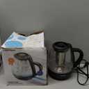 Chefman Electric Kettle with Tea Infuser, Compact 1L (4 Cups), 1500W, Removable Lid for Easy Cleaning, Boil-Dry Protection, Stainless Steel Filter, BPA Free, Auto Shut Off, Small Electric Tea Kettle (Black)