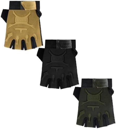 SATINIOR 3 Pairs Kids Half Finger Gloves Non Slip Gel Biking Adjustable Gymnastics Gloves for Girls Boys Size M