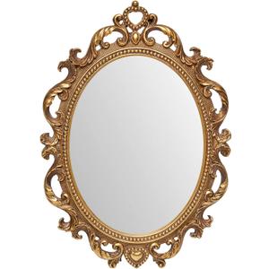 JANDERART Small Vintage Oval Mirror 11 x 7.7 Inch, Antique Ornate Decorative Mirror for Desk & Wall, Vanity Mirror for Makeup Wall Decor, Gold