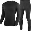 100% Merino Wool Base Layer Mens, Soft Thermals Underwear, Top and Bottom SetWarm Long Johns Sets for Winter (S-2XL) (Black, M)