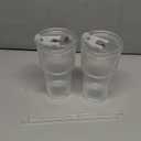 ALINK 20 oz Ribbed Glass Tumbler with Lids and Straws, Ripple Iced Coffee Cups, Thickened Drinking Glasses for Coffee, Smoothies, Cocktail, Juice, Cold Drinks, Pack of 2 - Clear