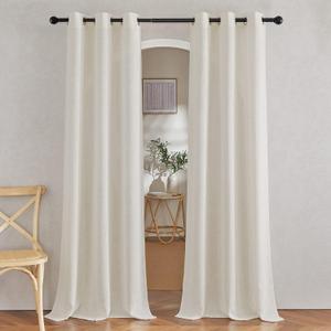 NICETOWN Linen Blend Living Room Curtains 84 inches Long, Grommet Flax Linen Burlap Semi Sheer Drapes Privacy with Light Through Window Treatments for Bedroom/Kids Room, W42 x L84