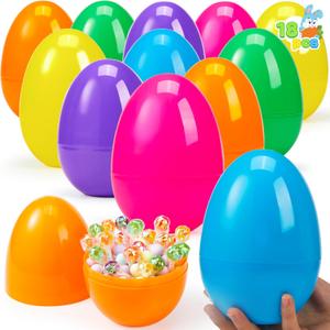 JOYIN 18 Pcs Large Easter Eggs, 6 Inches Jumbo Plastic Eggs Fillable for Easter Themed Hunt Colorful Basket Stuffers Fillers Filling Treats Party Favor Classroom Prize Supplies