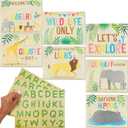 BLUE PANDA Jungle Safari Animal Party Signs with Alphabet Stickers (7 Pieces, 3 Stickers Sheets) - Letter with Jungle Theme