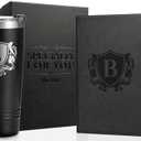 Onebttl Personalized Gifts for Men with Initials, Monogrammed Travel Tumbler for Him, Custom Notebook, Luxury Pen, Unique Gifts for Men who Have Everything on Birthday Christmas, Black, B