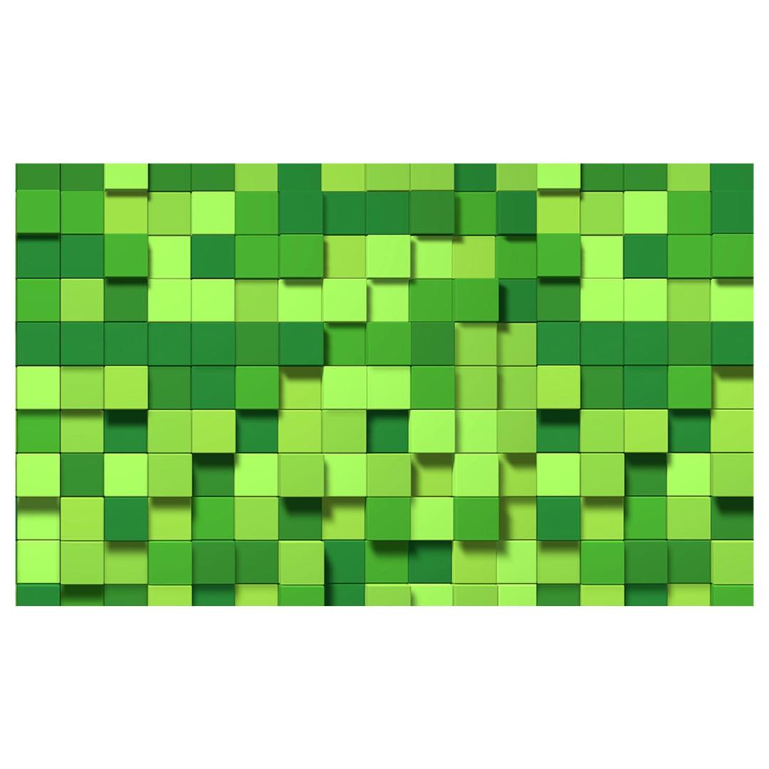 ZZBYSM 6X4FT Cube Pattern Photo Backdrop Green Square Party Photography Background Event Decoration Backdrop Cartoon Theme Birthday Party Wedding BY316