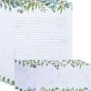 72 Pcs Leaf Theme Paper Stationery Set 36 Greenery Letterhead Paper with 36 Matching Envelope Leaves Lined Paper for Letter Elegant Letter Paper (Fresh Style,8.5 x 11 Inch, 9.5 x 4.13 Inch)