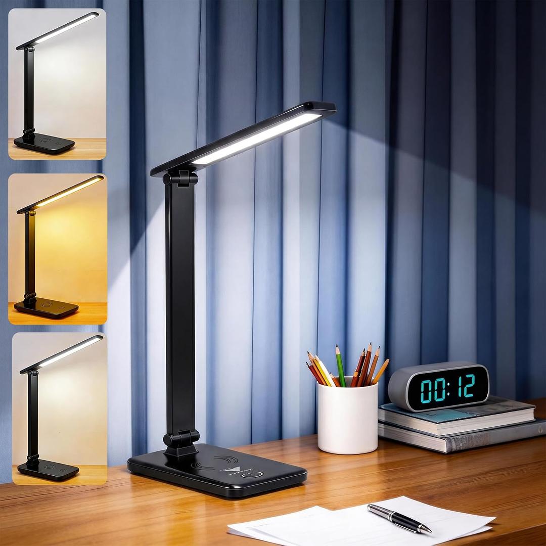 LED Portable Bright Rechargeable Desk Lamp, battery operated desk lamp, lithium battery 2000MAH,study table lamp Adjustable Modern Cordless Table Lamps For Office Home Nail Craft Puzzle black
