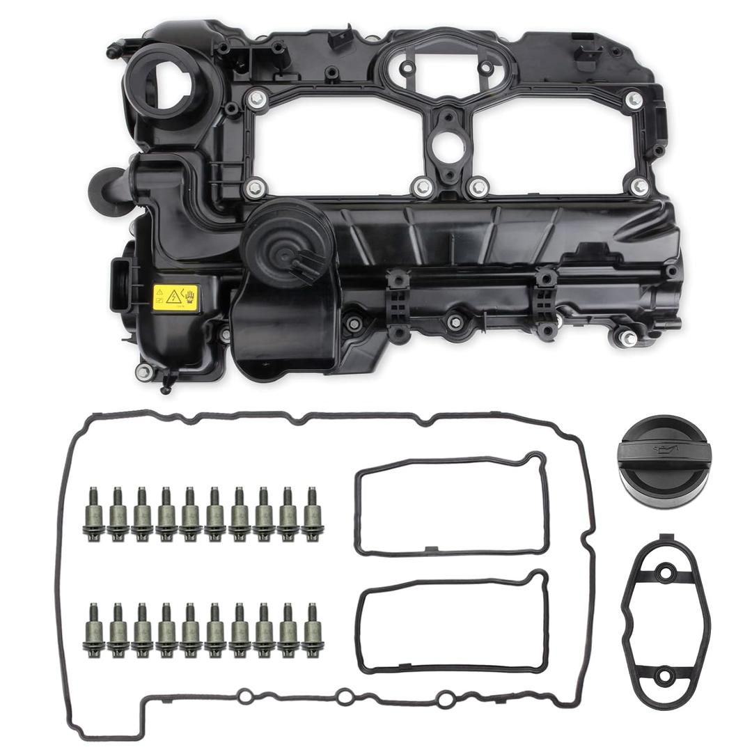 MITZONE N26 Engine Valve Cover with Gasket Bolts Kit & Oil Cap for BMW 2012/2014-2016 328i 328i xDrive 428i 2.0L Replace 11127633630 N26 SULEV