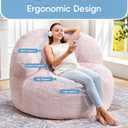 Hobestluk Bean Bag Chair Giant Bean Bag Chairs for Adults Big Bean Bag Chair with Memory Foam Filler Adults Large Beanbag with Faux Fur Cover for Bedroom (Plush Pink, Oversize)