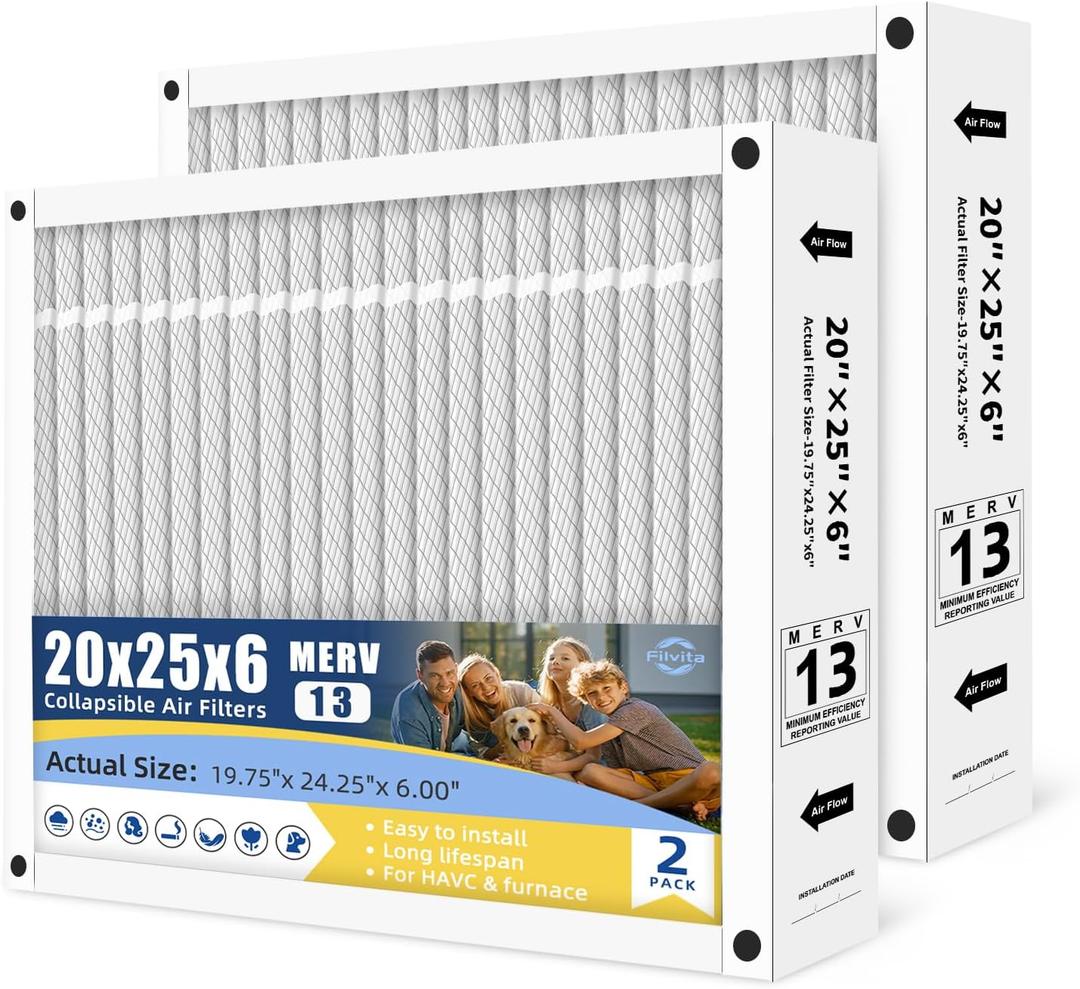 20x25x6 Air Filter Replacement For AprilAire SpaceGard 201,2200,2250,2Pack | MERV 13 Furnace Filter HVAC AC Actual Size 19.75"x 24.25"x 6.00" Easy Installation