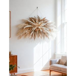 NTLPAMPA Large Boho Decor Pampas Grass Wall Decor (35~50inch) - Natural Dried Flower All-in-One Kit ,Easy Install, Perfect Decor for Living RoomWedding ArchEntrywayParty Decor