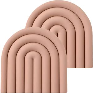 2 x Clean & Pure Silicone Trivets for Hot Pots and Pans - Stylish and Colorful Pot Holders, Heat Resistant Mats for Countertop, Hot Pads, Modern Multi-Purpose Trivet Mat, Coasters (Set of 2) (Pink)