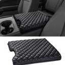 Thickened Center Console Armrest Cover for Ford F150 F250 F350 F450 2015-2024 Accessories, PU Leather Middle Console Protective Cover, Arm Rest Box Lid Cushion, Only with 40/20/40 Jump Seat