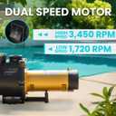 XtremepowerUS 2HP In-Ground Swimming Pool Pump Dual Speed High Flow 2" Inlet 230V High Flo 2-Speed w/ Slip-On Fitting Adapter, 5,820 GPH with Filter Basket
