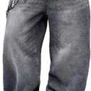 Mens Streetwear Hip Hop Baggy Jeans Wide Leg Skater Denim Pants Loose Long Trousers (Medium, B20 Grey)