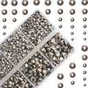 10000Pcs 2-Boxes Mixed Size Hot Fix Round Crystals Gems Glass Stones Hotfix Flat Back Rhinestones with Tweezers and Picking Pencil (Silver Flare)