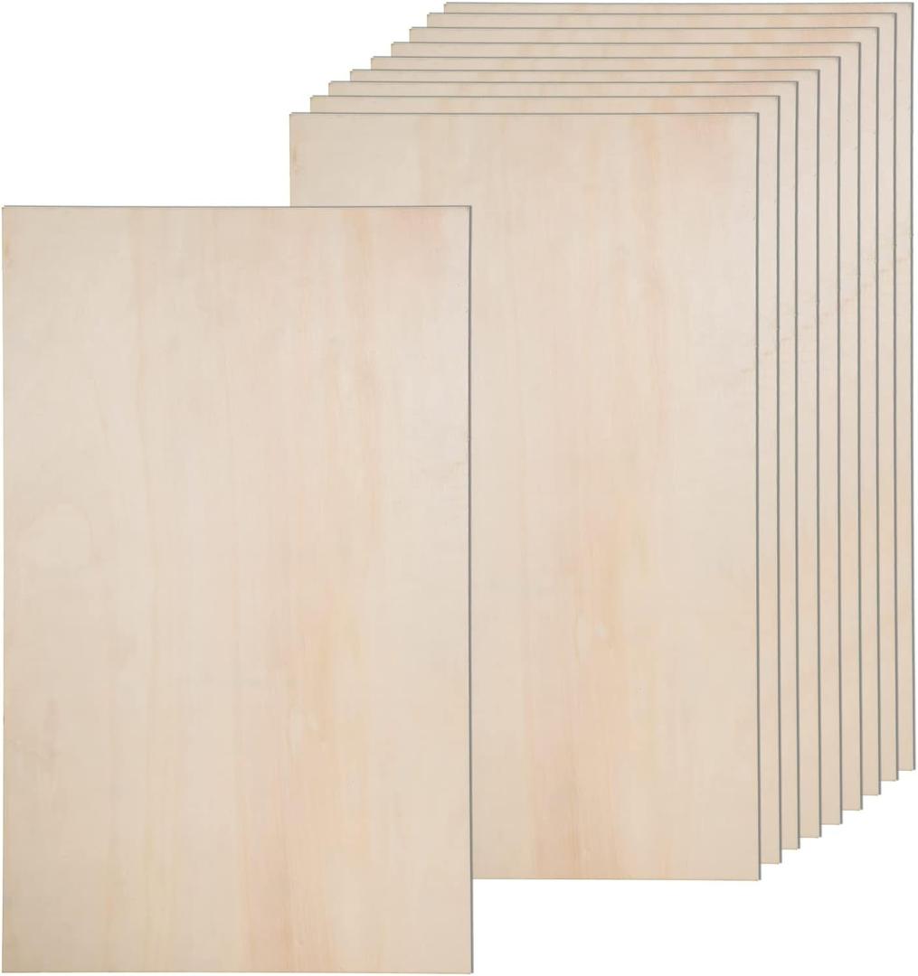 12 Pack Basswood Sheets for Crafts-12 x 20 x 1/8 Inch- 3mm Thick Plywood Sheets with Smooth Surfaces-Unfinished Rectangular Wood Boards for Laser Cutting, Wood Burning, Architectural Models, Staining