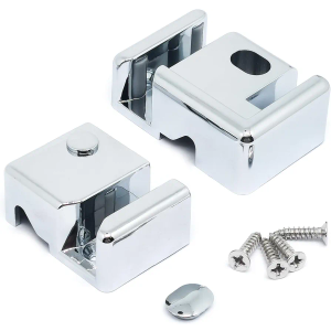 Sliding Shower Door Bottom Guide for 8mm Glass,Bathroom Hardware Accessories Set,Silver,Right Fixing Left Moving,Durable Plastic,1Pack/2Pcs