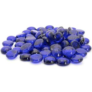 Royal Imports Glass Flat Marbles Stones Rocks, Party Table Scatter, Wedding Centerpieces Decor, Aquarium Pebbles, Vase Filler Gems, 5 LBS (Approx 500 pcs), Blue