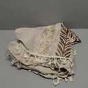 Embroidery Yarn Faux Linen Tablecloth 60x102 inch for Rectangle Tables - Faux Linen Rustic Wheat Table Cloth with Tassel - Decor Table Cover for Kitchen Picnics Dining Occasion