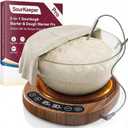 SourKeeper, Larger 2-in-1 Sourdough Starter Warmer Pro - 2026 Upgrade Larger Heating Plate, Dough Temp Probe, 1F Control (70110F), 24H Timer, Real-Time Monitoring Walnut,6.5inch