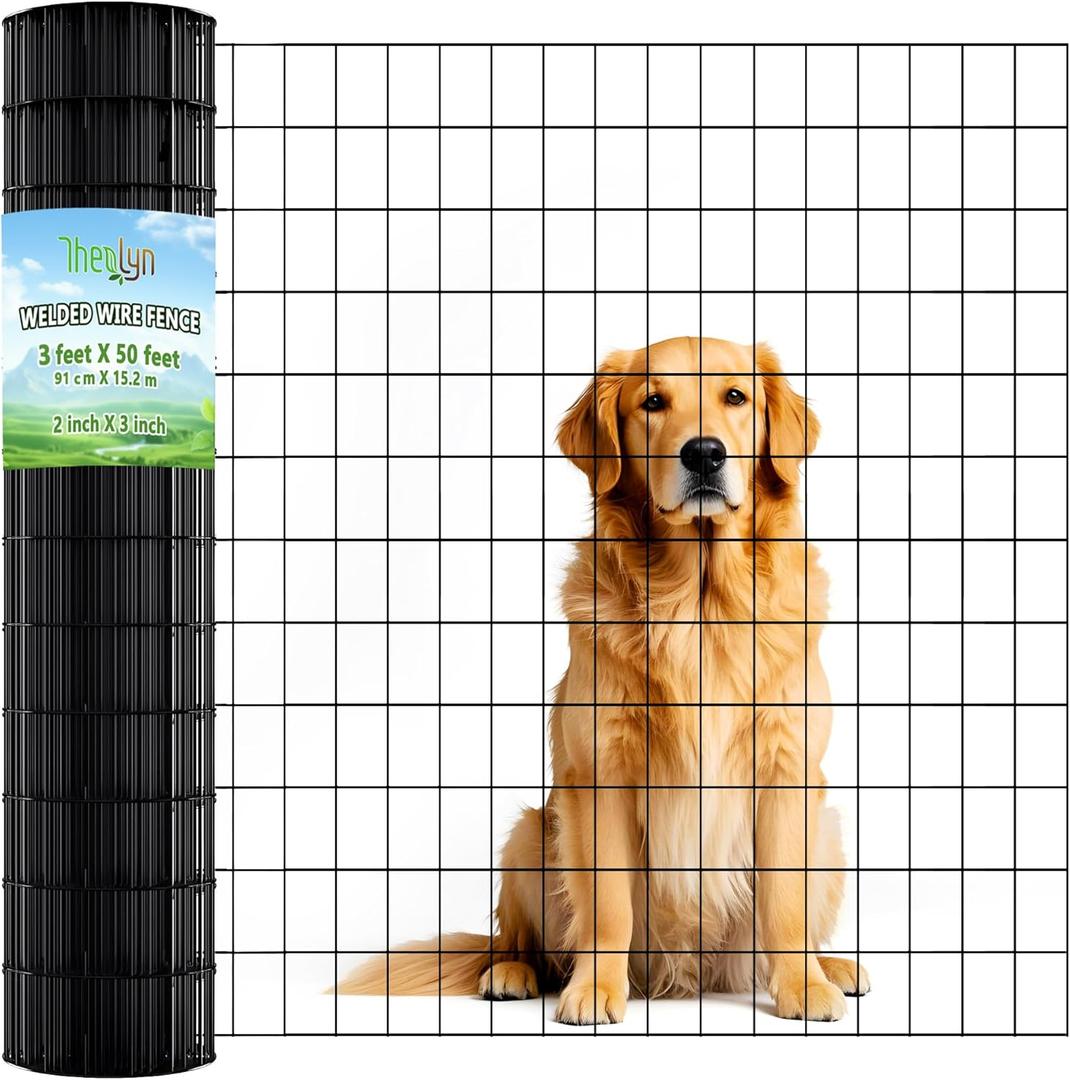 Welded Wire Fence 3ft x 50ft Mesh Size 2x3 Inch Wire Mesh Roll Chicken Wire Poultry Netting for Garden Fencing, Animal Barrier, Border Fencing (USE 4 FT Post)