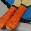 Frescobol Starter Set – 2 Vero Wood Beach Paddles with Premium Orange Padded Grips, 2 Official Orange Balls, Durable Tote Bag for Beach Paddle Game