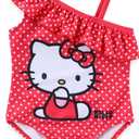 Hello Kitty Sanrio Girls UPF 50+ One Piece Bathing Suit for Big Kids (6X, Red)
